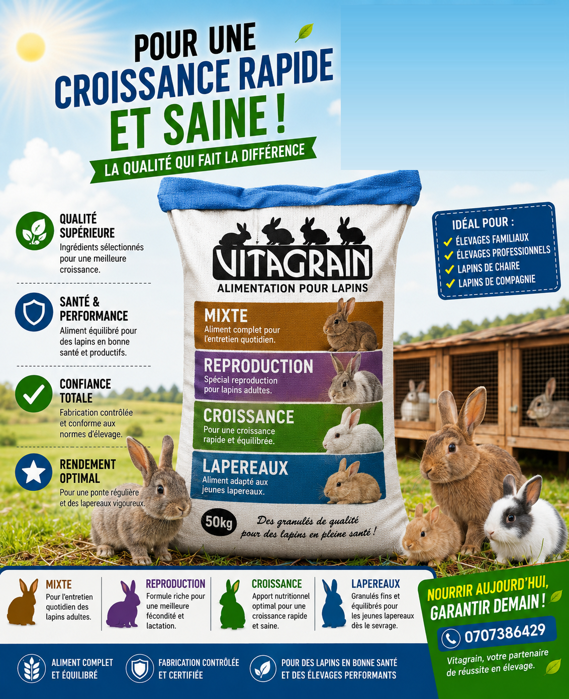 Affiche VITAGRAIN Alimentation pour lapins
